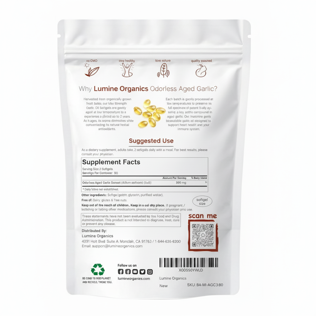 Odorless Aged Garlic Extract — Heart & Cholesterol Support Softgels