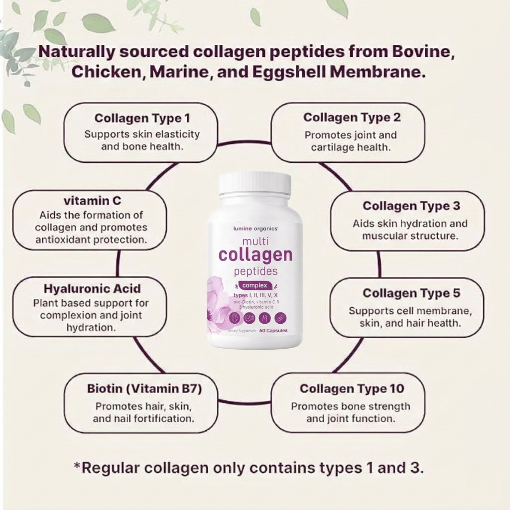 Multi Collagen Complex 8:1 - Complete Beauty Collagen – Lumine Organics