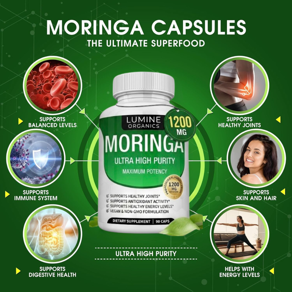 Moringa Oleifera 1200mg — Natural Energy & Fatigue Support...