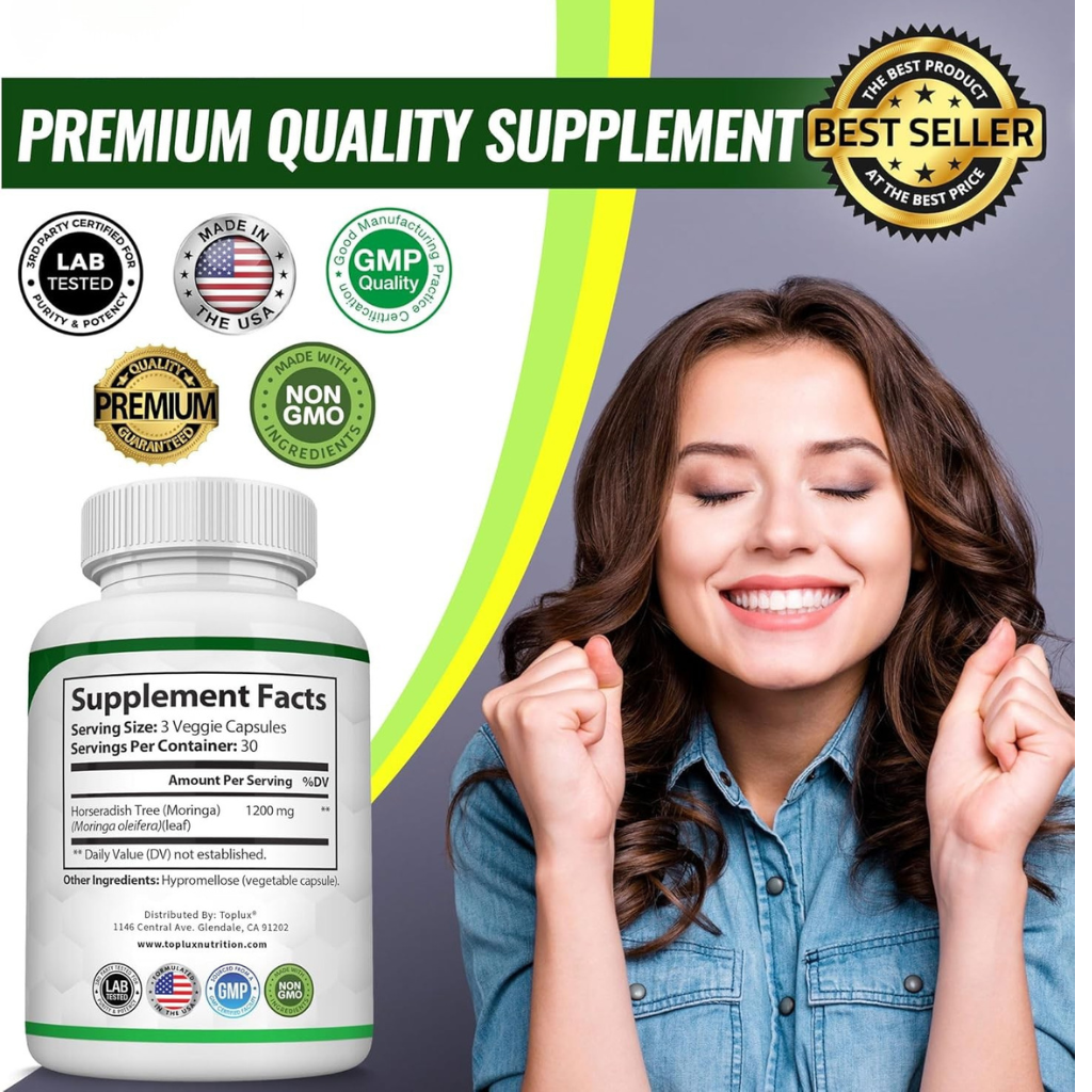Moringa Oleifera 1200mg — Natural Energy & Fatigue Support...
